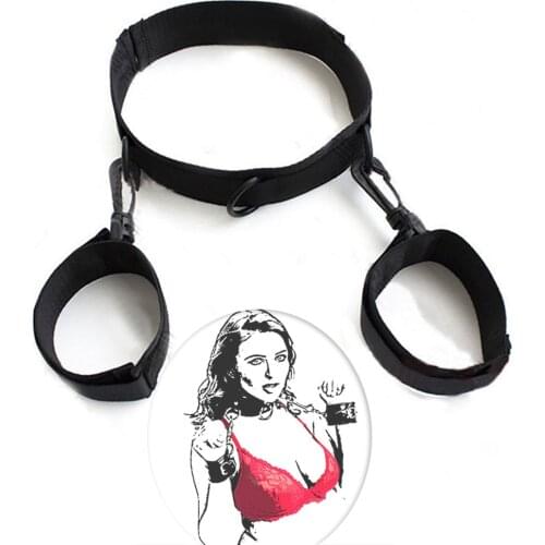 Fetish Neck Collar to Hand Restraint Wrist cuffs Slave 3 RING LEASH Harness Bondage Adult fetish Sex Game Toys for women Couples