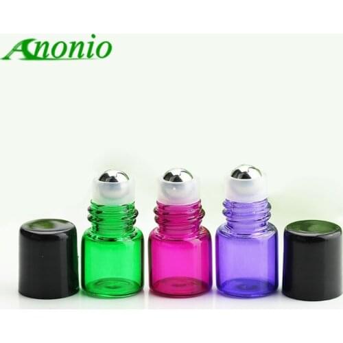 Roll on bottles for essential oils 1ml Bottles for essential oils rose green blue-purple color glass roller bottle H002C