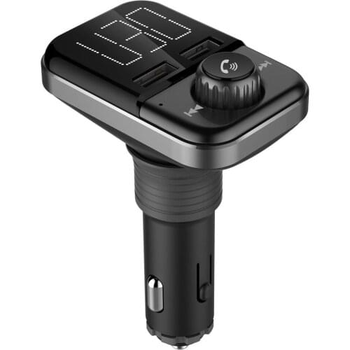 BT72 FM Transmitter Wireless Audio Adapter Car Kit with Dual USB Charging Ports 1.4 inch LCD Display Hands Free