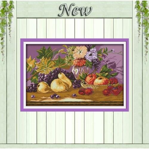 Fruit feast basket paintings 11CT patterns printed on canvas 14CT needlework diy dmc cross stitch chinese Sets Embroidery kits