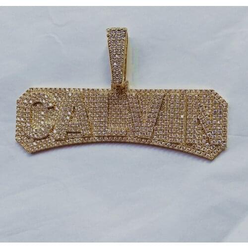 Any Name Customized Cubic Zirconia Custom Initial Necklace,HiP Hop Style Pendant Personal Gift For Boyfriend