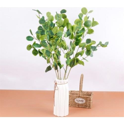 2021 Silk Leaf Eucalyptus Artificial Plants DIY Wedding Decoration Wall Fake Plants Green Leaves Scrapbooking Garden Home Decor