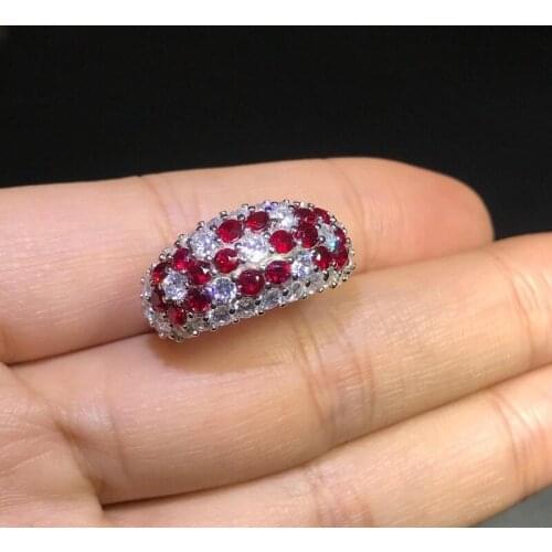 Natural Ruby Gemstone Fashion Ring for Women Real 925 Sterling Silver Fine Wedding Jewelry