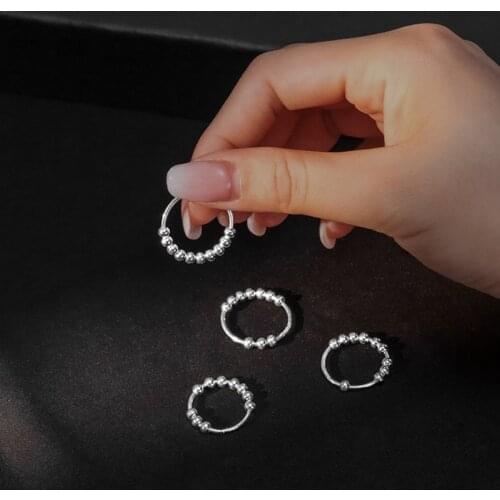 Creative Fidget Spin Beads Rings for Women Men Rotate Freely Anti Stress Anxiety Ring Single Coil Antistress Spiral Bead Jewlery