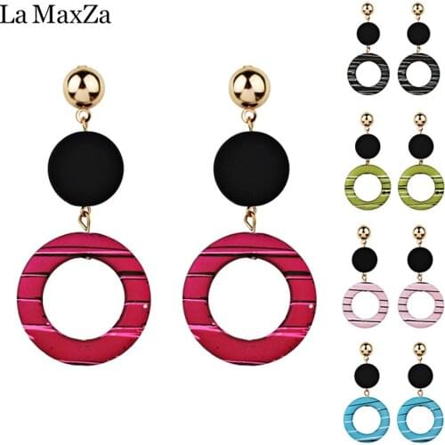 La MaxZa 2018Brand Exaggerated Temperament Long Earrings Zebra Stripes Acrylic Fashion Simple Geometric Charm Earrings For Women