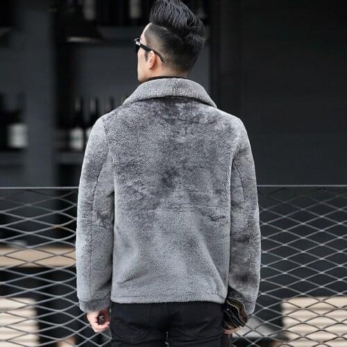 Mens Sheep Shearling Real Fur Coat Men Winter Jacket Man Short Warm Wool Jackets and Coats L16658K KJ1402