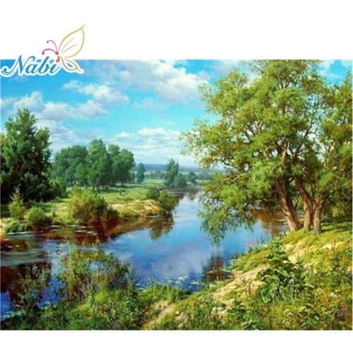 Nabi Diamond Embroidery Scenic Diamond Painting Cross Stitch Trees Picture Of Rhinestones DIY Diamond Mosaic Home Decoration