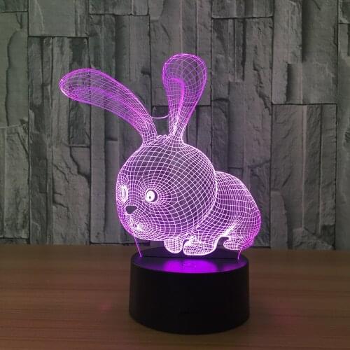 New Rabbit 3d Light Colorful Touch Remote Led Usb Led 3d Lamp Creative Products Gift Table Lamp Nightlight 615