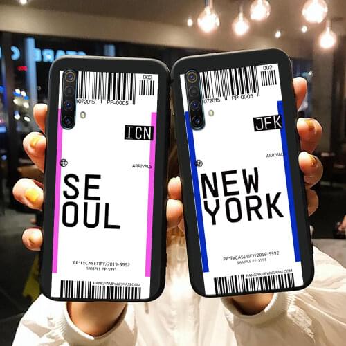 NEW YORK TOKYO City Air Tickets Phone Case for OPPO Realme C2 C3 C11 C12 C15 C17 Q XT X2 X50 7 7i 6 5 3 6S X Pro Soft Silica Gel