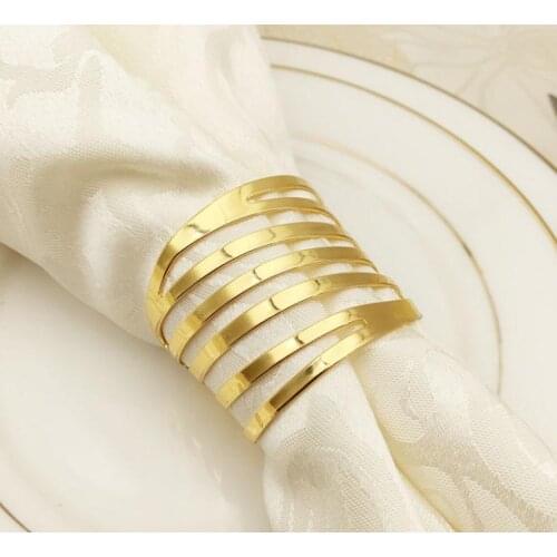 Wholesale- 200pcs Wholesale Hollow Napkin Ring Gold Napkin Rings For Weddings Decorative Napkin Holders SN1388