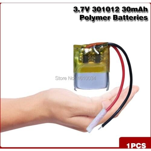 301012 3.7V 30mAh Rechargeable Lithium li Polymer Battery For bluetooth headset headphone Mp3 speaker mouse recorder