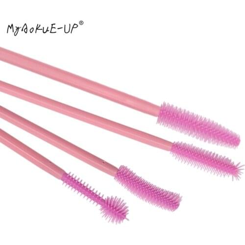 200pcs/lot Full Pink Silicone Brush Eyelash Brush For Eyelash Extension Makeup Brushes Eye Lash Mascara Wands Applicator