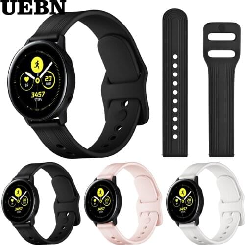 UEBN 20mm Liqui Silicone Band For Samsung watch WristStrap for Galaxy Watch 42mm Active 2 40mm 44mm / Gear Sport & S2 Watchbands