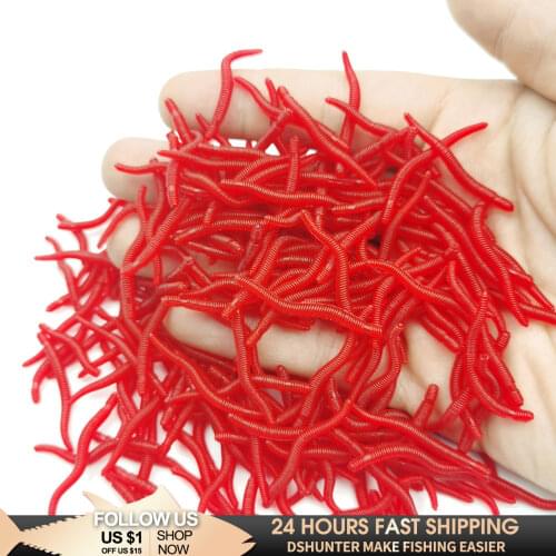100pcs Lifelike Red Worm Soft Lure Fishing Silicone Artificial Bait Simulation Earthworm Worms Artificial Fishing Lure
