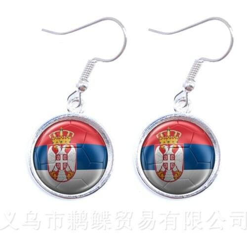 Serbia,Switzerland,Japan,Portugal,Sweden,Nigeria Soccer Souvenirs Glass Dome Drop Earrings For 2018 Football CUP
