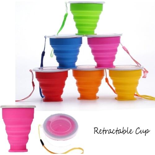 Silicone Retractable Cup Potable Telescopic Collapsible Cup Travel Outdoor Camping Hiking Water Folding Bottle Coffee Hand Cup