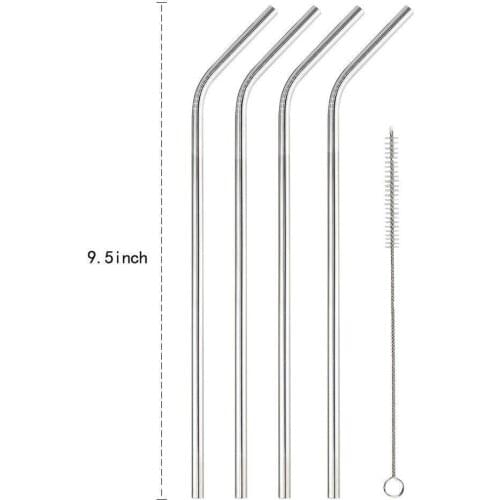 100Sets/Lot 4Pcs/Set Stainless Steel Drinking Straws With Cleaning Brush