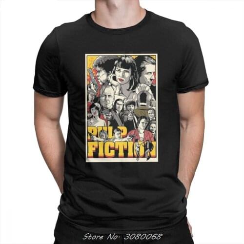 Vintage Pulp Fiction T Shirts Mia Wallace O-neck Tees Male Printing Short Sleeved T-shirts Cotton Summer Streetwear