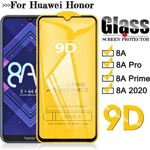 9D Full Glue Tempered Glass For Honor 8a Pro Prime 2020 Protective Glass Screen Protector For Huawei Honer Honor8a 8 A A8 8apro