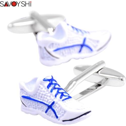 SAVOYSHI Top quality Enamel Cufflinks for Mens Shirt Cuff buttons Novelty Basketball Shoes Cuff link Special Gift Free Engraving