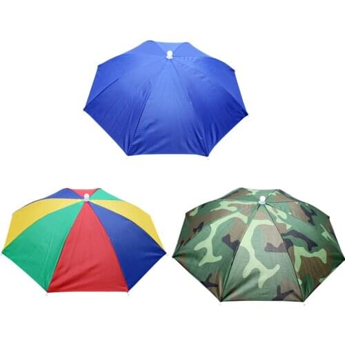 1 PC Portable Outdoor Umbrella Hat Sun Shade Waterproof Sports Camping Hiking Fishing Festivals Parasol Foldable Brolly Cap