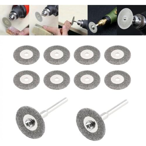 10pcs / Set 20mm Diamond Cutting Discs Saw Blade with 2pcs 3mm Diameter Fixed Rod for Cutting Glass Metal hot