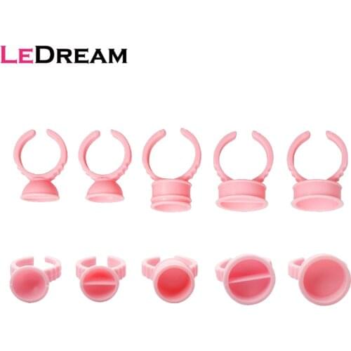 100pcs/lot Disposable Soft Elastic Pink Tattoo Pigment Ink Ring Cup Container Holder For Permanent Makeup Tattoo Accessories