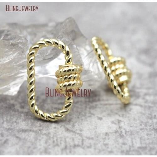 14k Gold Filled Oval Shape Screw Clasp Twisted Lock Carabiner Lock FC29257