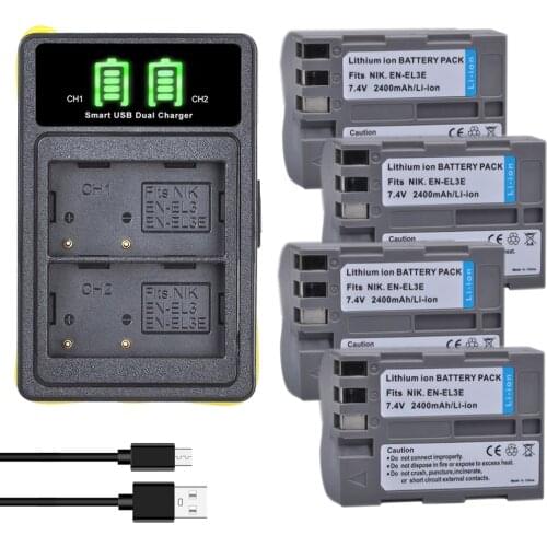 2x 2400mAh EN-EL3e EN EL3e ENEL3e EL3E Batteries and Charger for Nikon D30 D50 D70 D70S D90 D80 D100 D200 D300 D300S Battery