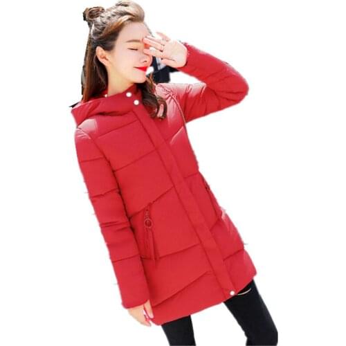 2018 Winter Pattern Cotton-padded Clothes Girls Long Fashion Loose Coat Woman Self-cultivation Thin Even Hat Down Cotton Woman