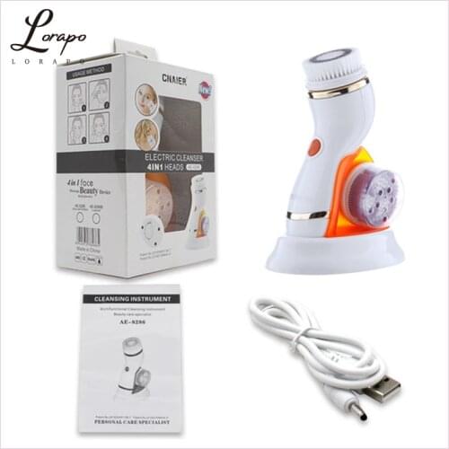 4 in 1 Electric Cleaning Brush Facial Cleaning Brush Can Remove Blackheads Silicone Facial Cleaning Brush Skin Facial Cleanser