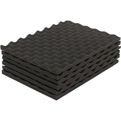 6PCS Black Acoustic Eggshell Foam Sound Absorption Treatment Panel Tile 40X30cm