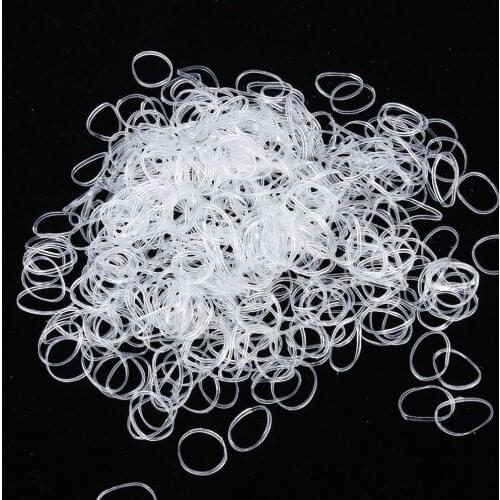 600Pcs/bag Hair Rubber Cord Rubber Band Transparent White 1mm Clear Ponytail Holder Elastic Rubber Hair Rope Braider Tool