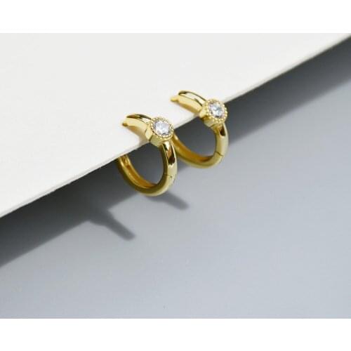 925 Sterling Silver Earring Fashion Round Blue Zircon Ear Ring Ear Bone Crown Earring INS Style personality Wild Girl Ear Jewelr