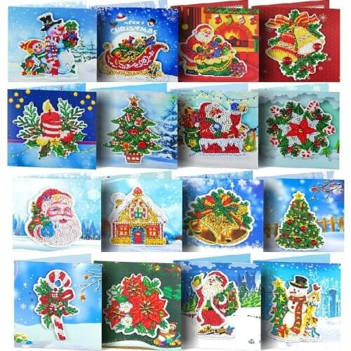 Diamond Painting Greeting Cards Cartoon Christmas Birthday Postcards 5D DIY Kids Festival Embroidery Greet Cards Gift