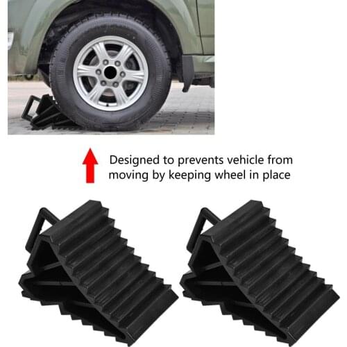 2pcs Car Auto Universal Rubber Wheel Chocks with Handles Tire Anti-Slip Device for Car Trailer Truck RV Camper Wheel Blocks