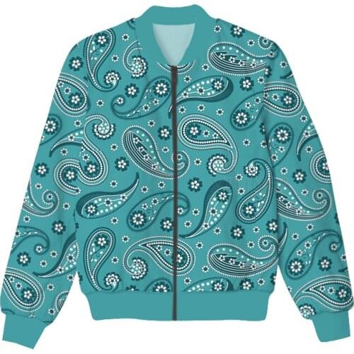 New Fashion Bandana Graphic Spring Autumn Winter Hip Hop Casual Brand 3D Print Paisley Thin Jacket Polyester V7