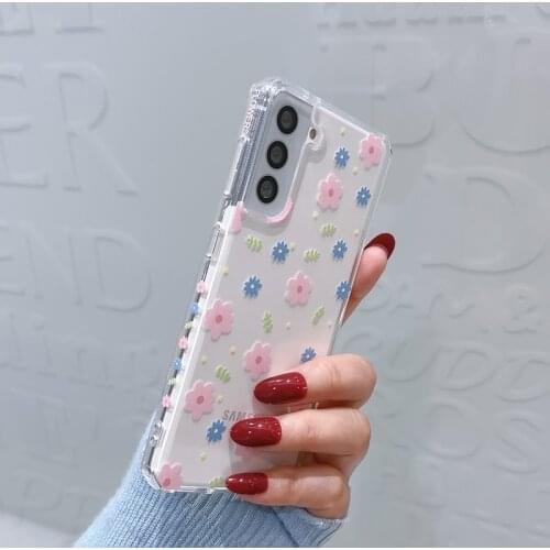 Side pattern small flowers for the Samsung s21 ultra s20FE s10plus phone case small crushed flower note10 20 soft shell