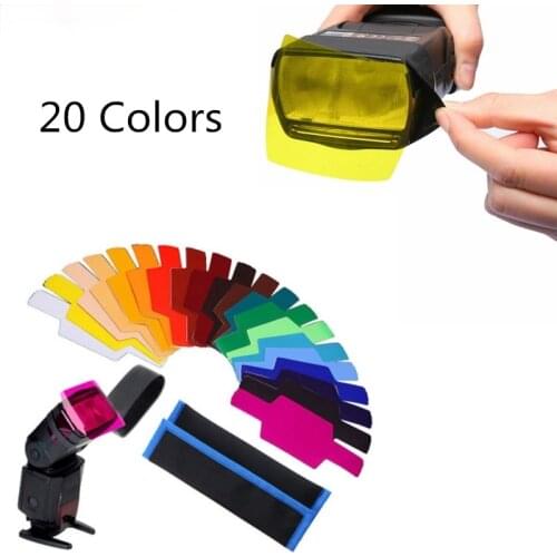 20pcs Flash Speedlite Color Photographic Gels Filters for Canon Nikon Yongnuo DSLR Camera Speedlight Accessories Studio Lighting