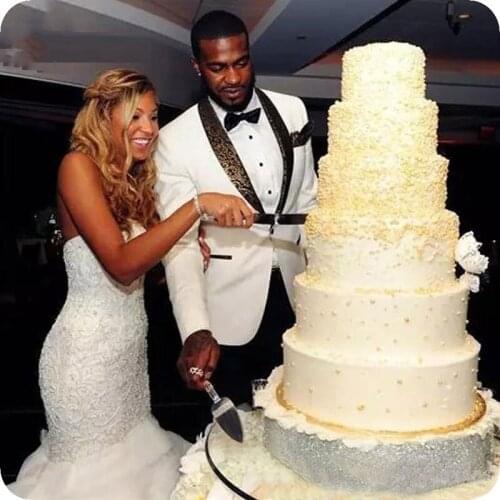 Costume Homme Mariage Printed Shawl Lapel White Men Suit Wedding Tailored Groom Tuxedos Slim Fit Male Blazer 2Piece Jacket Pants