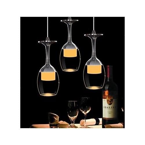 Creative Acrylic Wine Cup LED Pendant Light Fixtures Simple Droplight Modern Dining Room Bar Hanging Lamp Home Decor Lighting