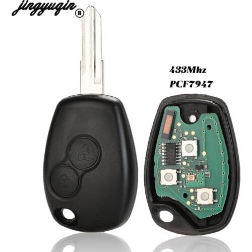 Jingyuqin Remote Car Key shell for Renault Megane Modus Clio Kangoo Logan Sandero Duster ASK PCF7947 With 433mhz Chip