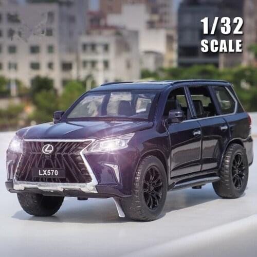 1/32 LEXUS LX570 SUV Alloy Car Model Diecasts Metal High Simulation Toy Car Model Sound and Light Collection Childrens Toy Gift