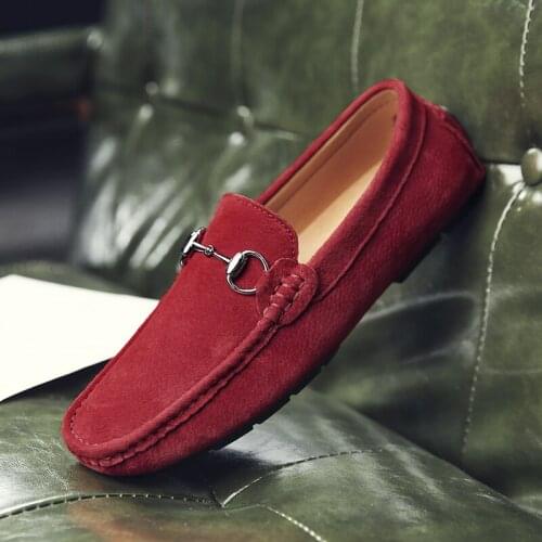 38-47 Big Size Men Shoes Casual Leather Suede Shoes Mens Loafers Fashion Slip on Footwear Male Flats Driving Shoe Soft Moccasins