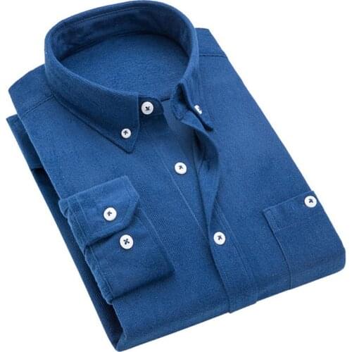 Men Vintage Turn Down Collar Corduroy Buttons Plus Size Business Slim Shirt