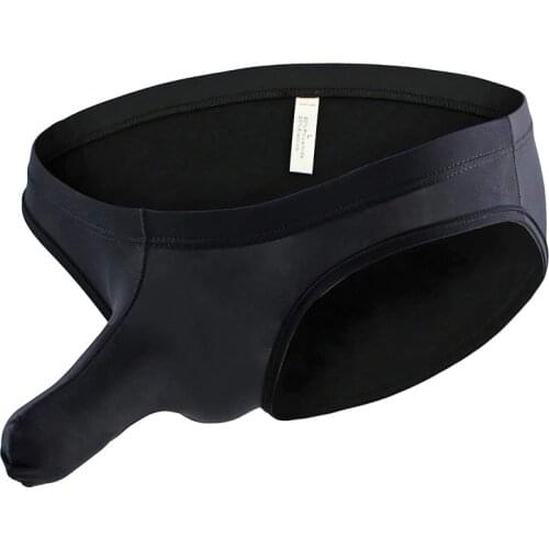 Mens Briefs Ice Silky Panties Ultra-thin Breathable Underpants Man Low Waist Solid Trunk Elephant Nose Briefs Underwear