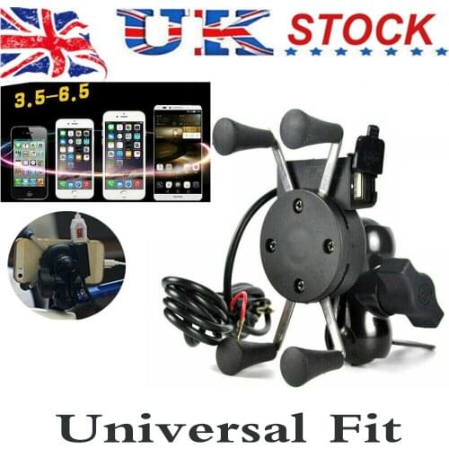 Motorcycle Handlebar Mobile Phone Holder GPS Stand Bracket Aluminum Alloy Bicycle USB Charger X-Shaped Cell Phone Mount Holder