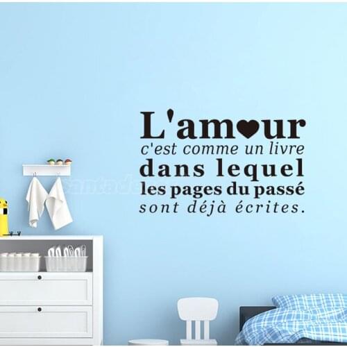 Stickers L'amour C'est Comme Un Livre Vinyl Wall Decal Mural Art Wallpaper Living Room Home Decor Poster French Quote Decoration