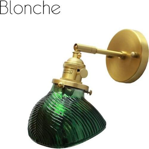 Green Glass Wall Lamp Modern Led Wall Lights for Indoor Bedroom Kitchen Corridor Bar Home Decor Gold Copper Light Fixtures E27