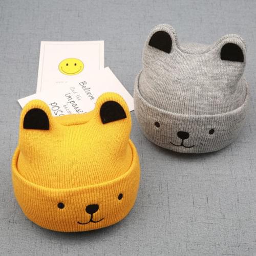 New Baby 3D Cartoon Hat Spring Autumn Baby Hat for Boys Girls Knitted Cap Winter Warm Solid Color Children Hat